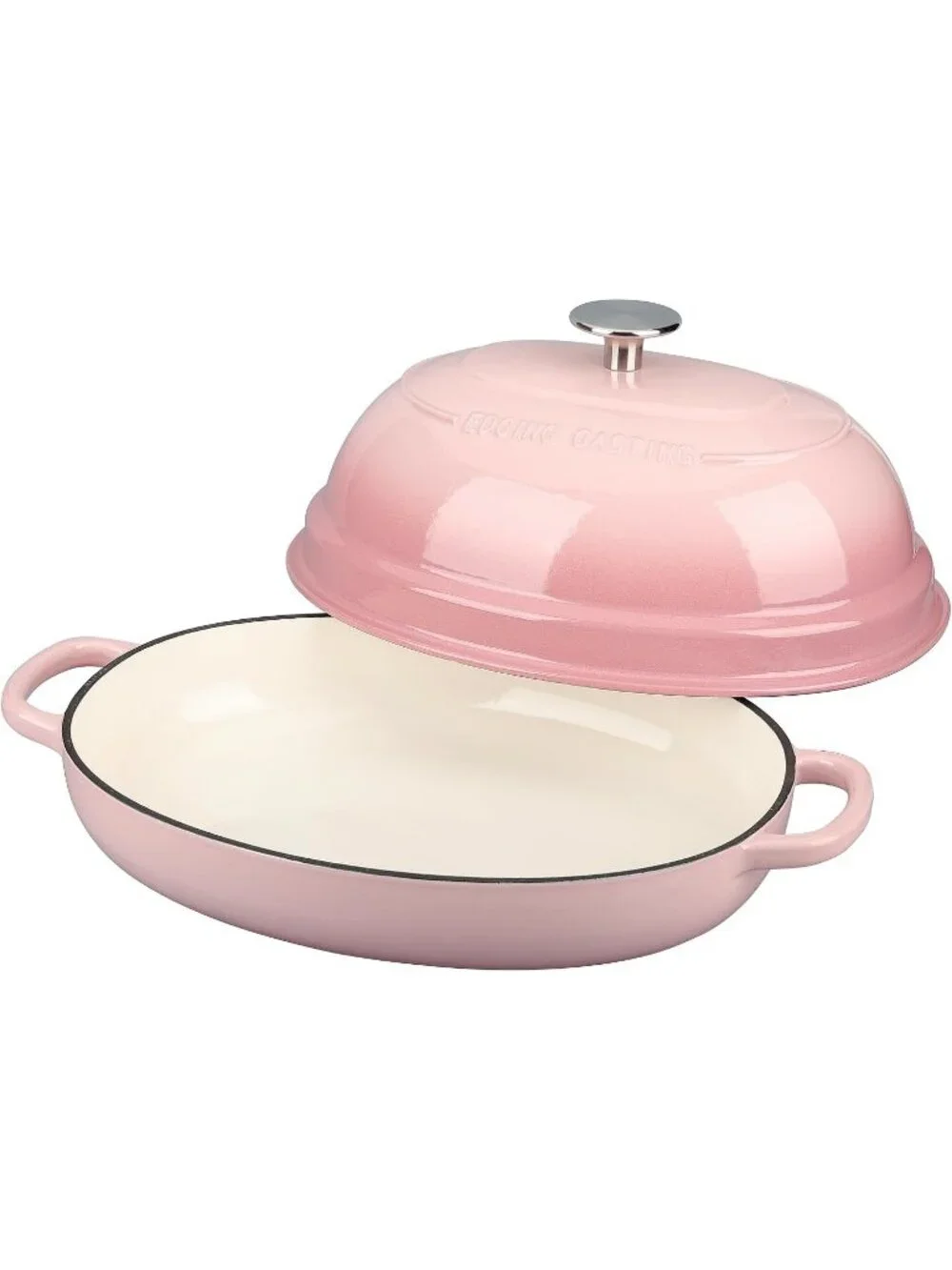 Pink 6QT Oval Cast Iron Dutch Oven Pot with Lid Bread Dutch Oven Baking Pan
